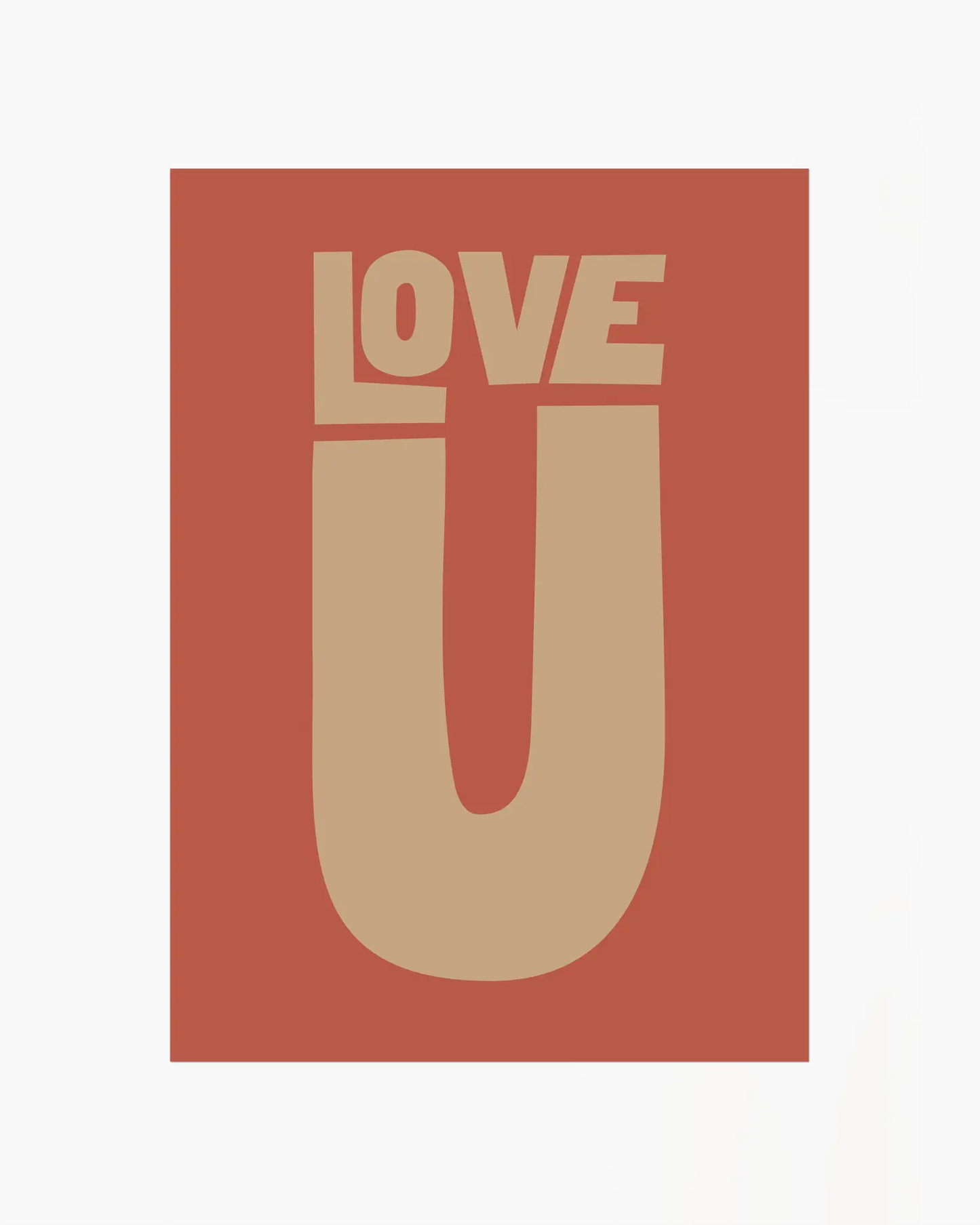 Red nursery poster with 'LOVE U' text