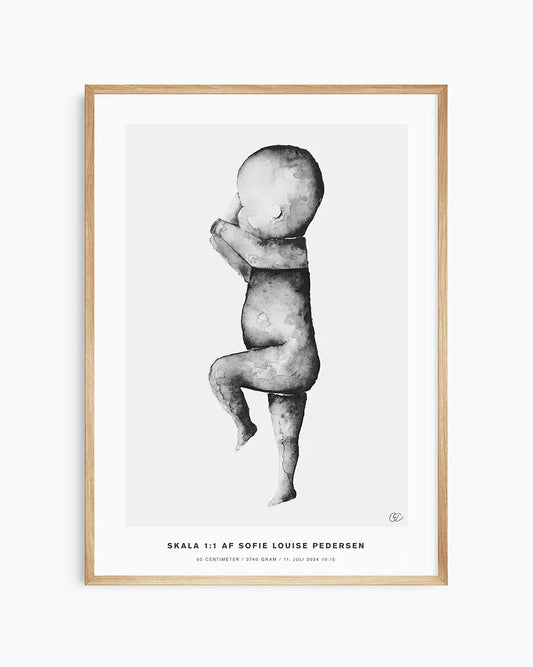 Smuk og enkel babyplakat med fødselsdata