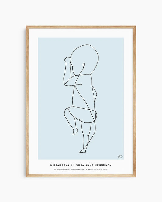 Fødselsplakaten i klassiske nøytrale toner for et moderne hjem