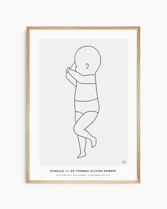 Illustration de naissance à l’échelle 1:1, parfaite pour un cadeau
