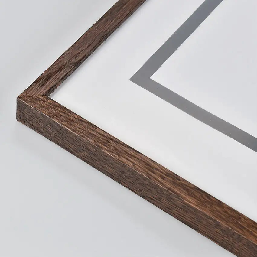 Closeup of smoked oak frame