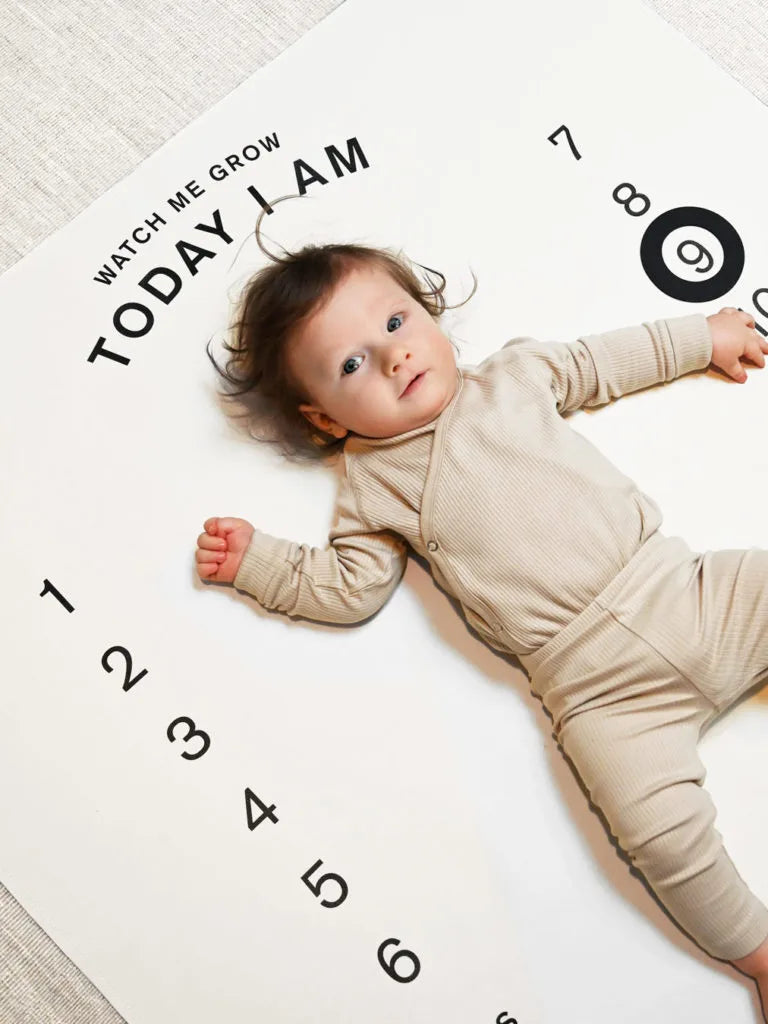 Adorable milestone blanket for tracking your baby’s first year