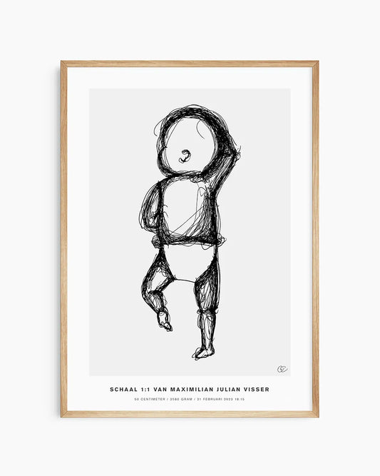 Minimalistische babyprint met geboortedetails