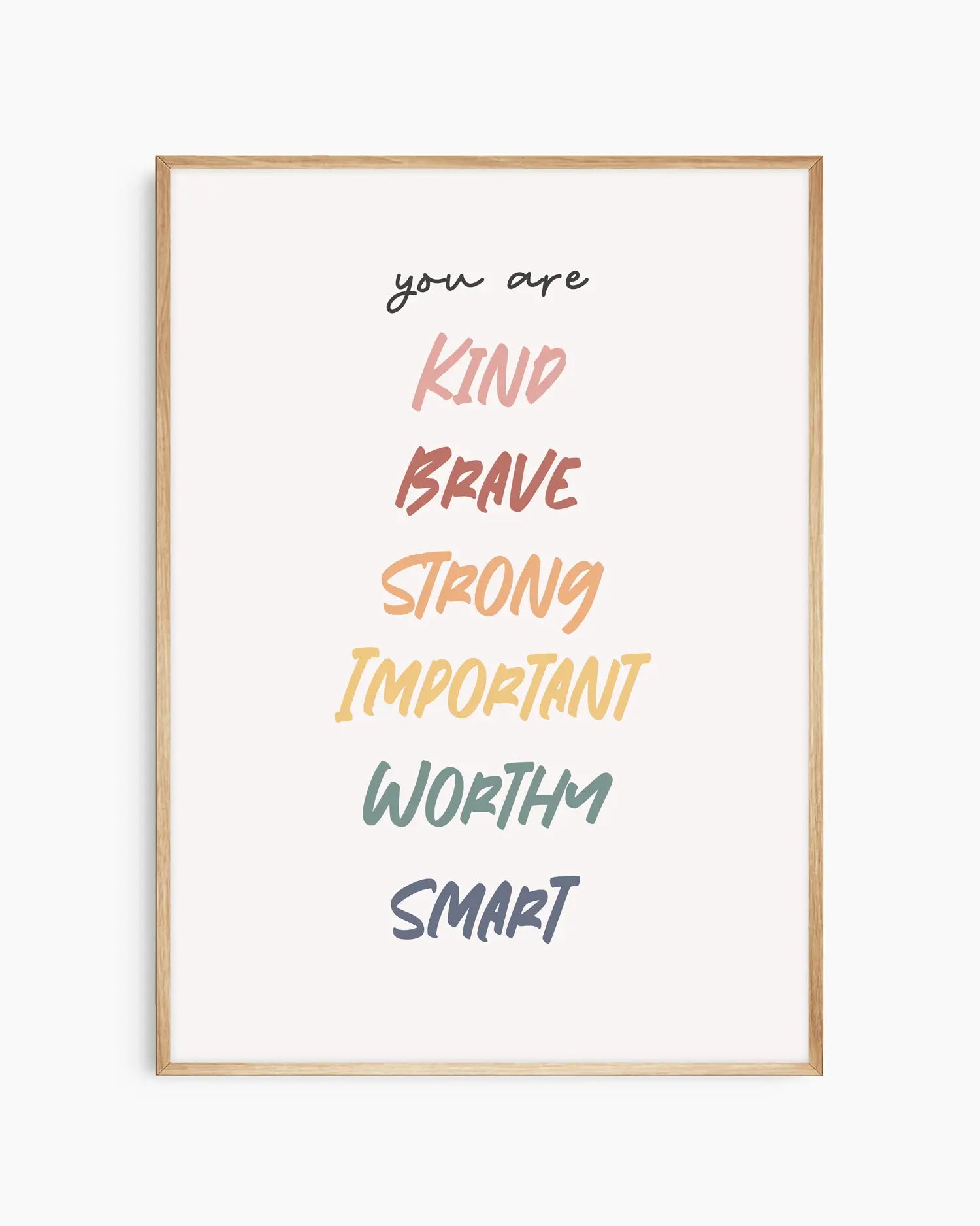 Framed motivational poster with positive affirmations on a white background