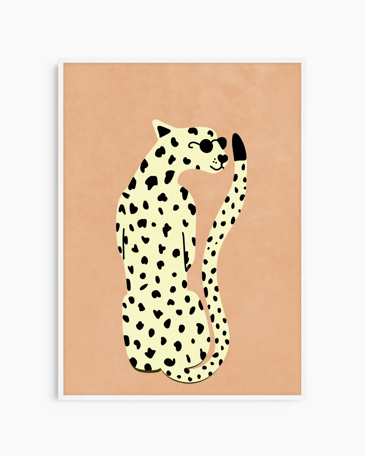 Illustration of a cheetah on a peach background