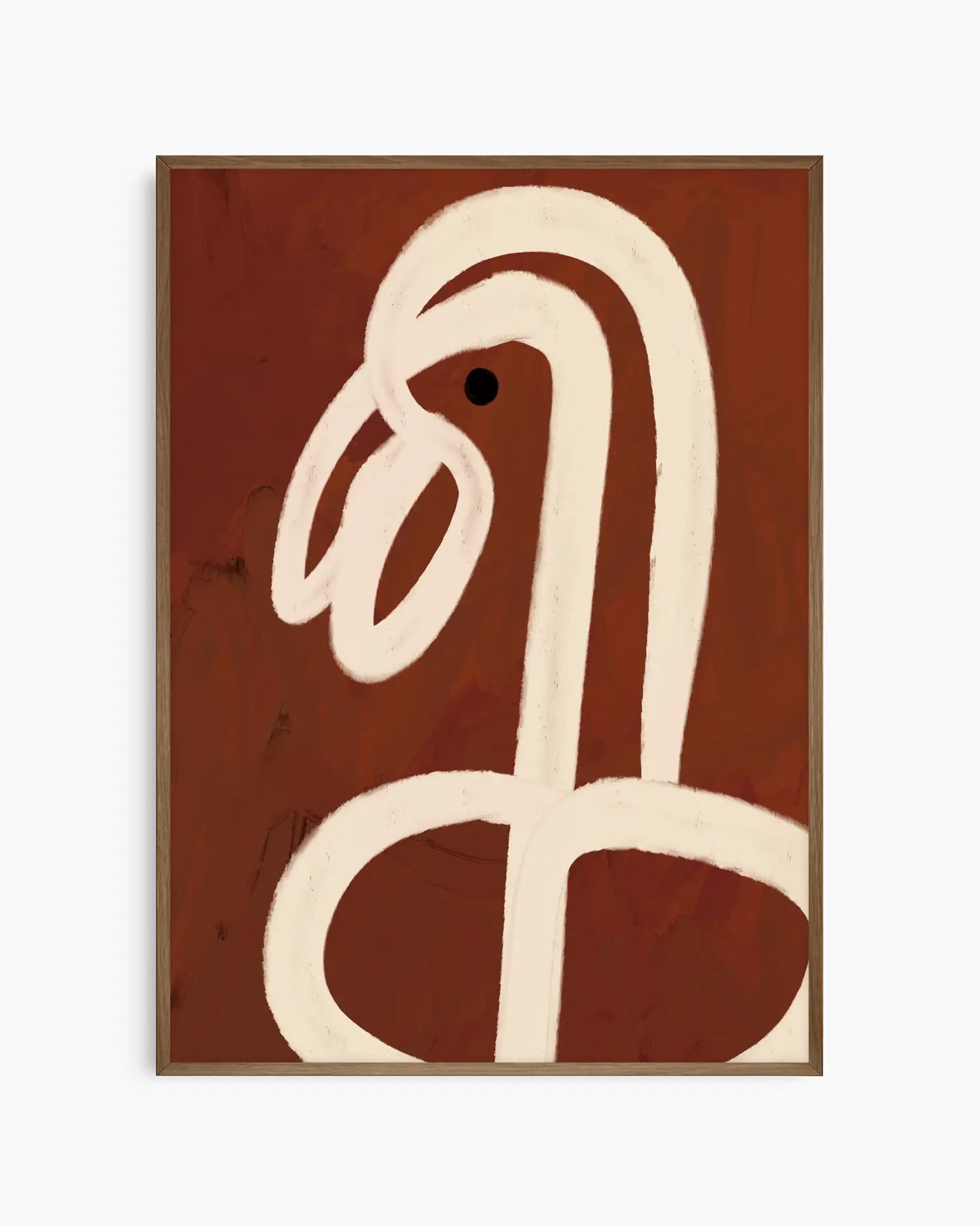 Abstract design of a swan on a brown background