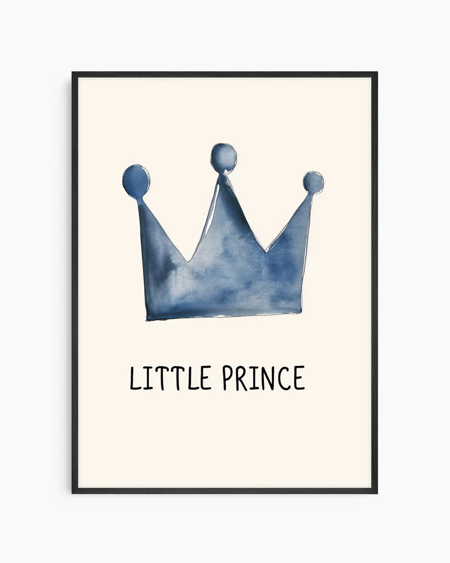 Framed artwork with a blue crown and 'Little Prince' text on a white background
