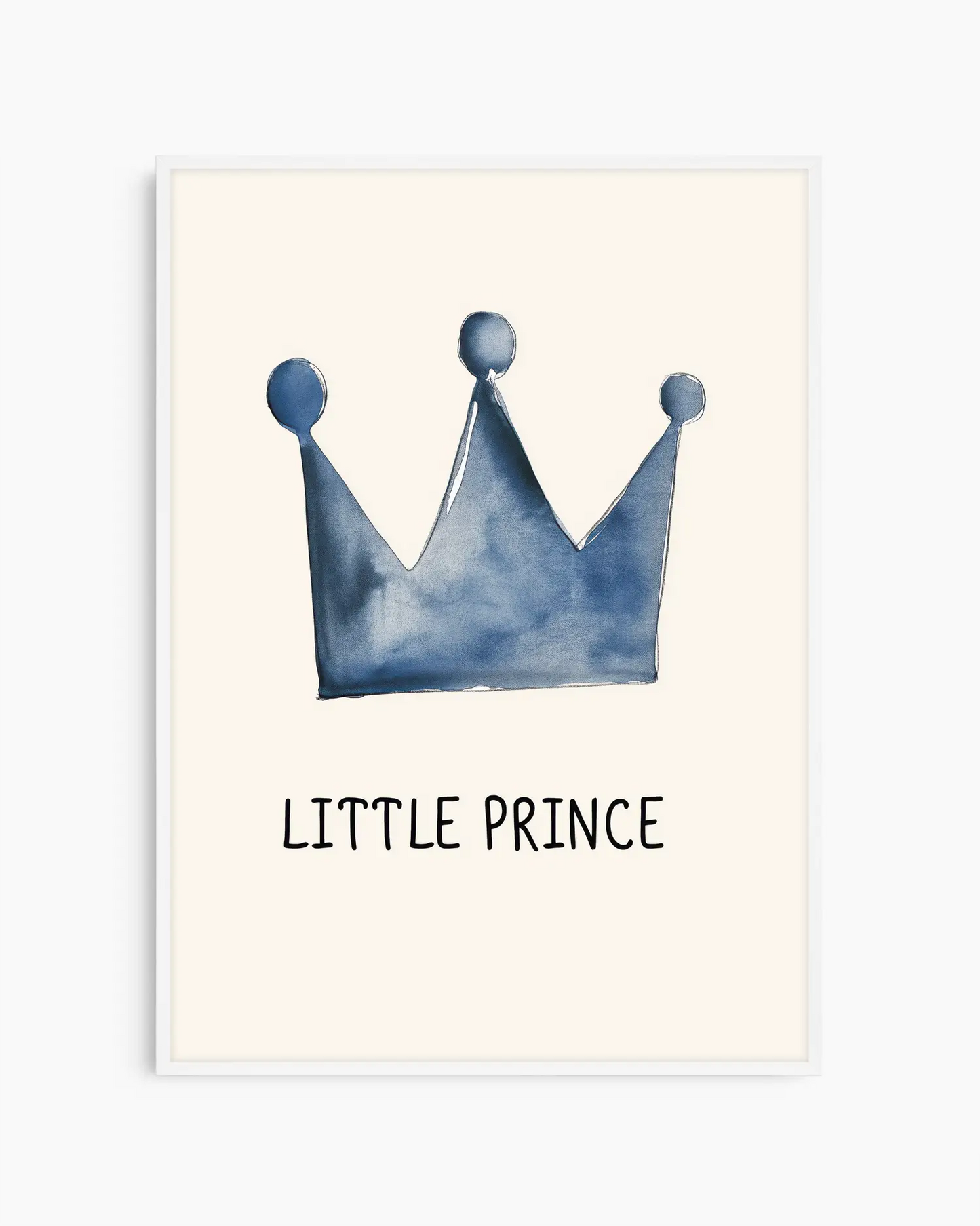 Framed artwork with a blue crown and 'Little Prince' text on a white background