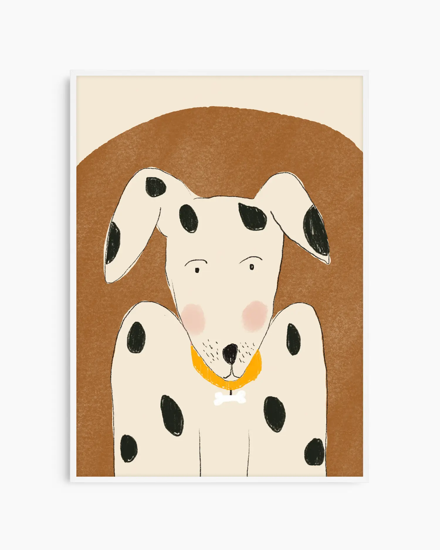 Illustration of a dalmatian dog with a brown background