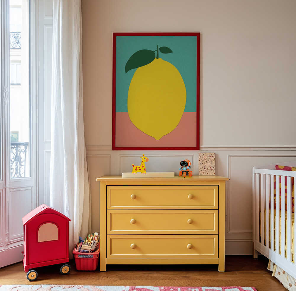 Limón con Dos Hojas Lámina