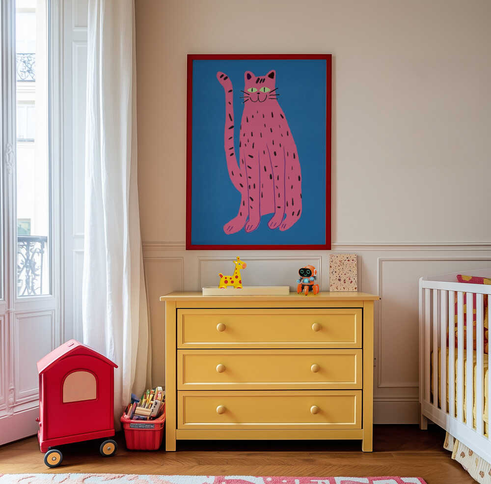 Playful Cat Pink Poster