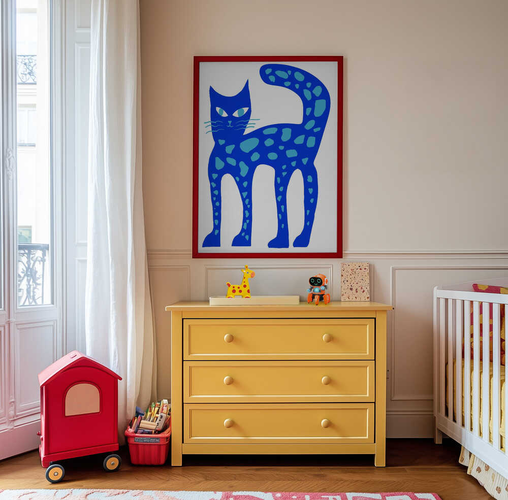 Grote Lichtgevende Blauwe Kat Poster