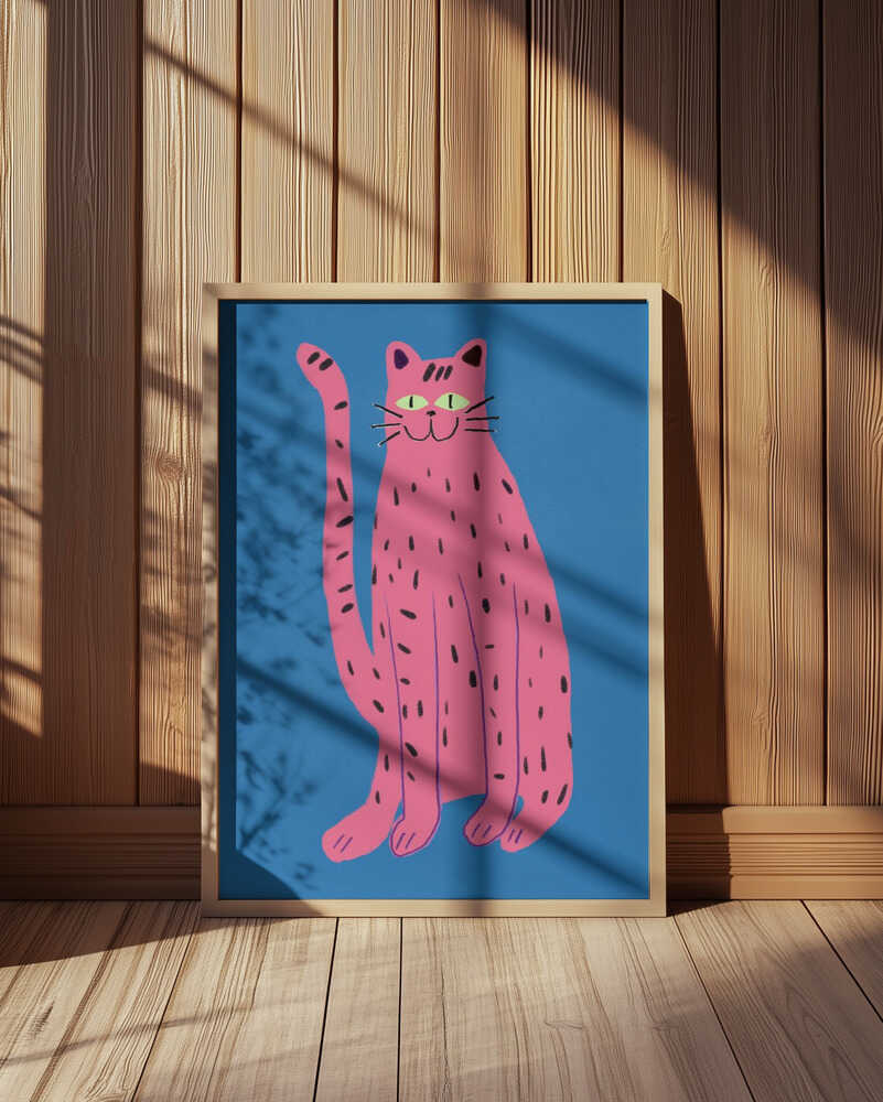 Playful Cat Pink Poster