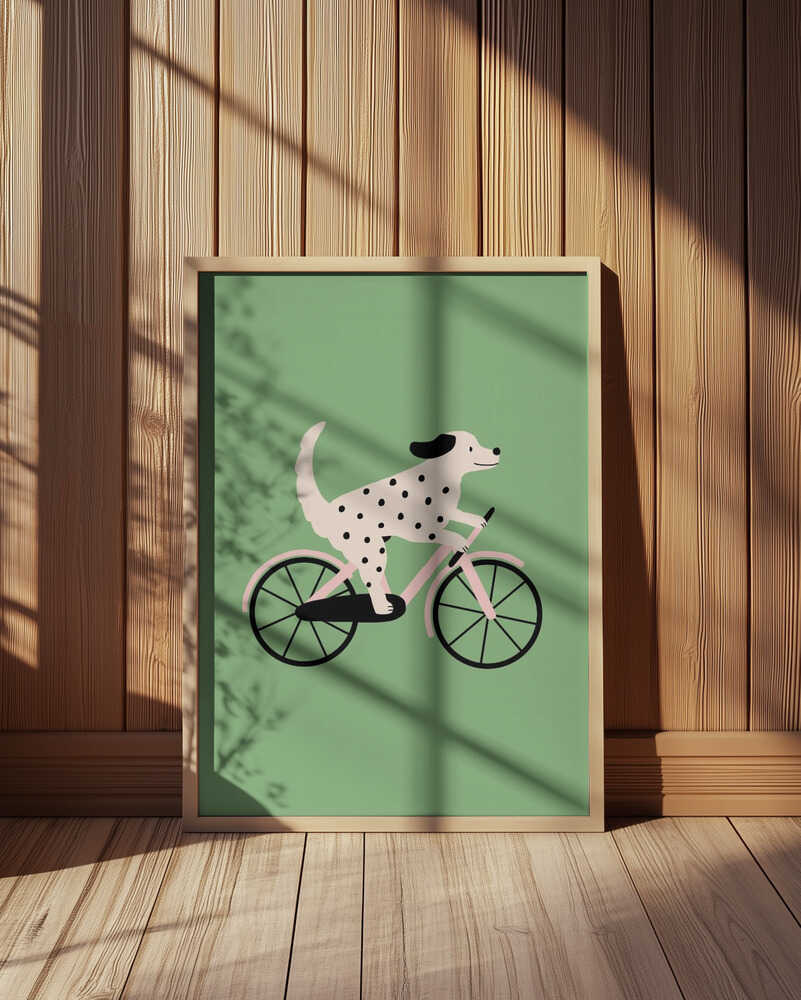 Dog Riding a Bicycle Poster