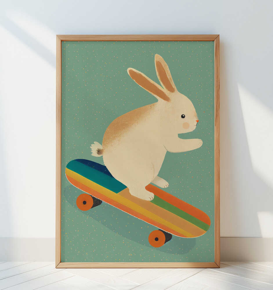 Skateboarding Bunny Poster