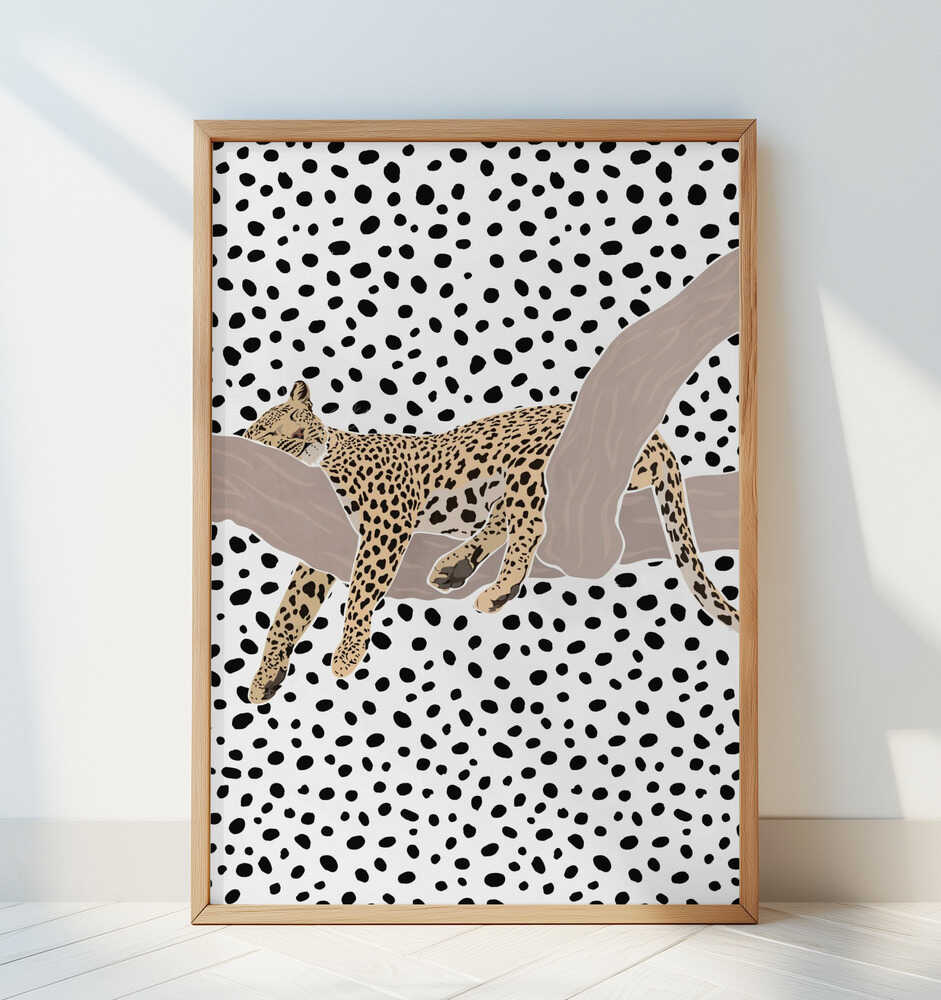 Leopard Sleeping Polkadots Poster