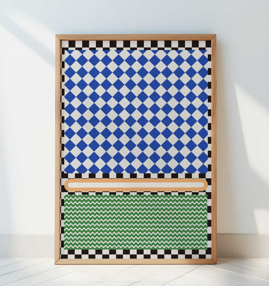 Geometric Blue And White Poster