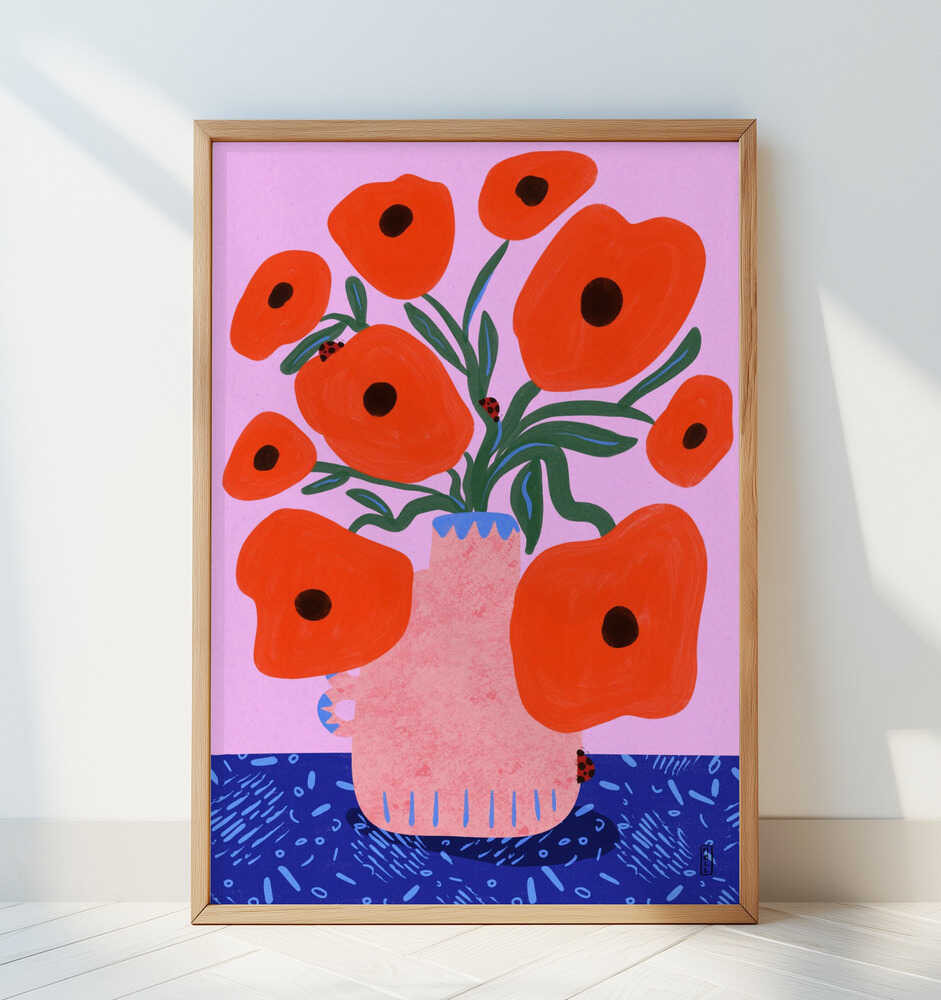 Crimson Poppies Poster