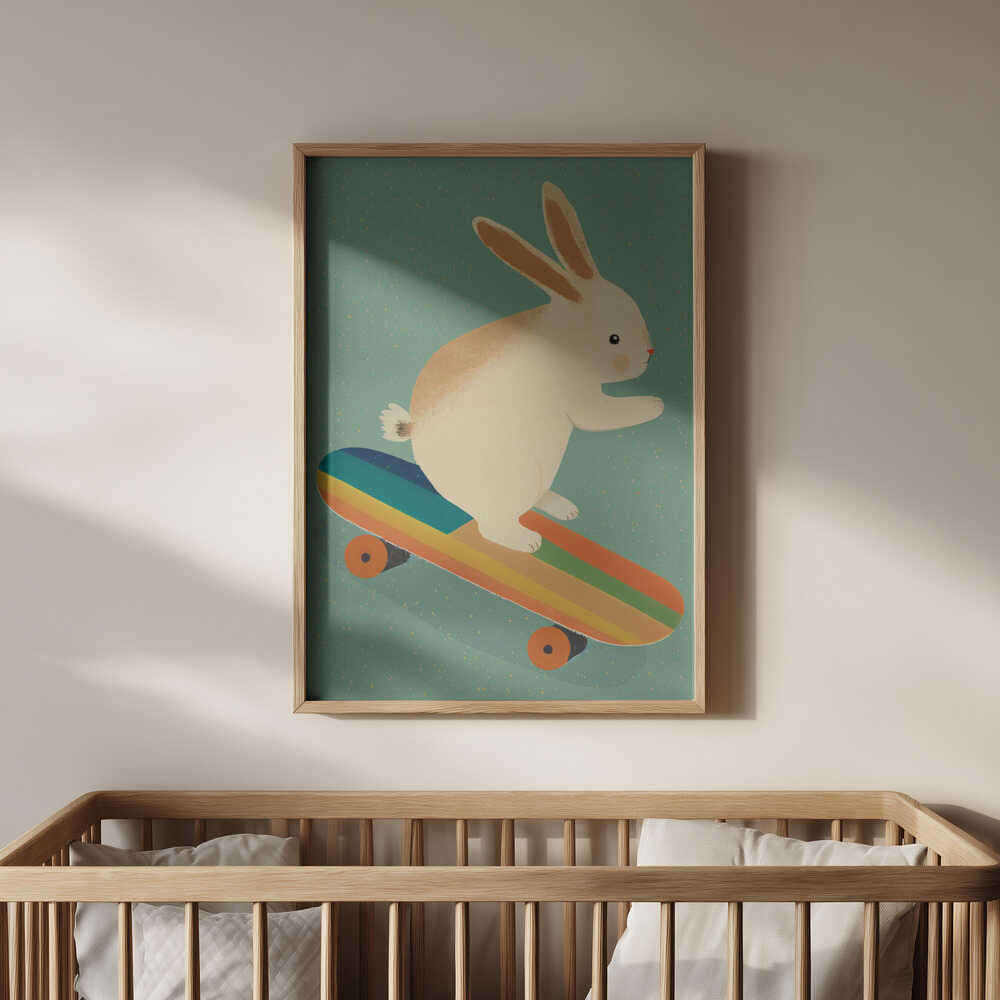 Skateboarding Bunny Poster