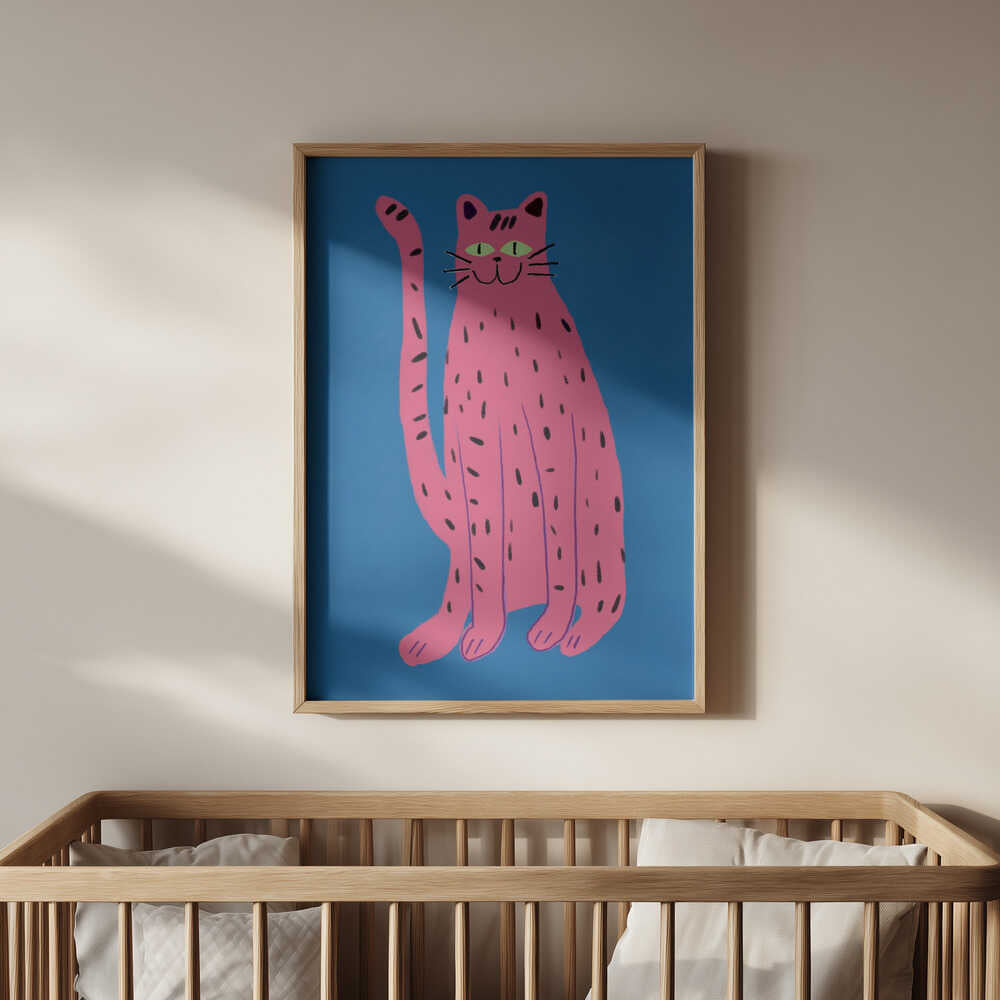 Playful Cat Pink Poster