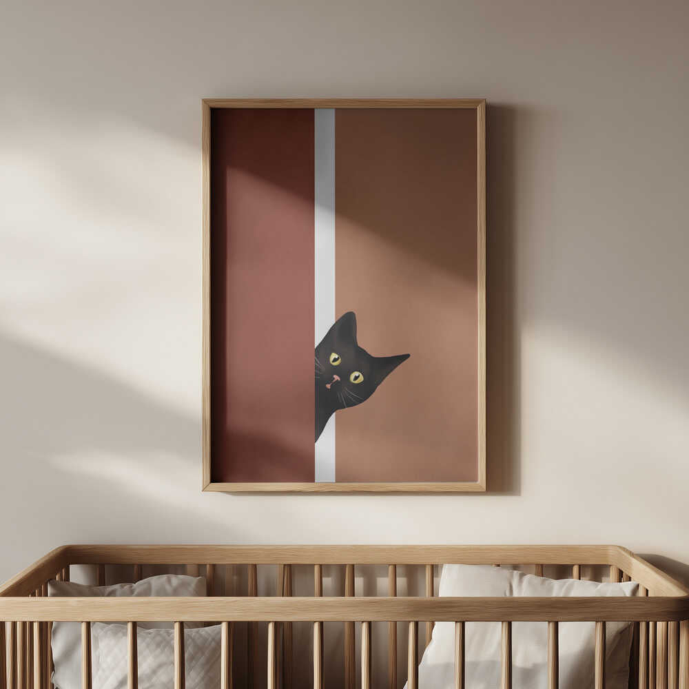 Gato Negro Curioso Lámina