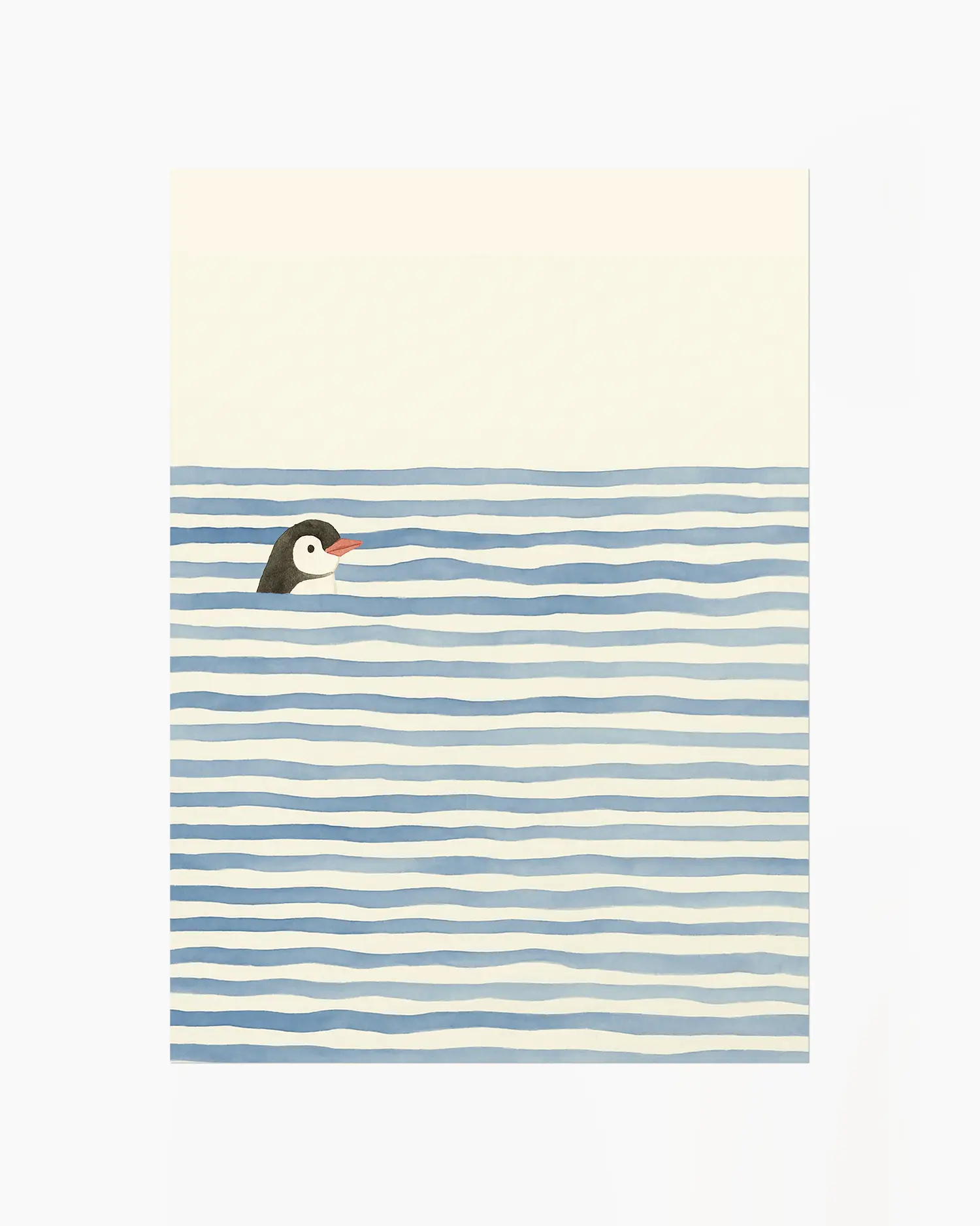 Children's poster of a swimming penguin