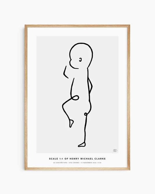 Black and white newborn birth poster in minimalist style