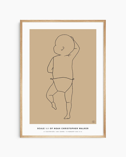 Custom birth poster featuring baby’s real-life proportions