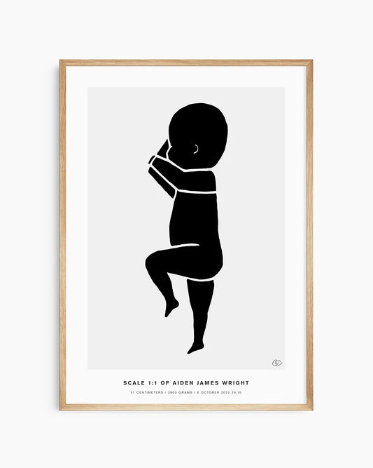 Monochrome birth poster with simple yet stunning design