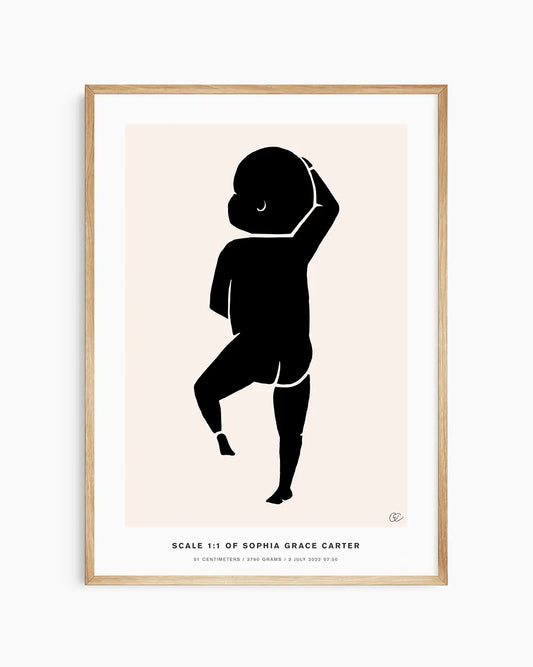 Custom birth poster with name, date, and birth details
