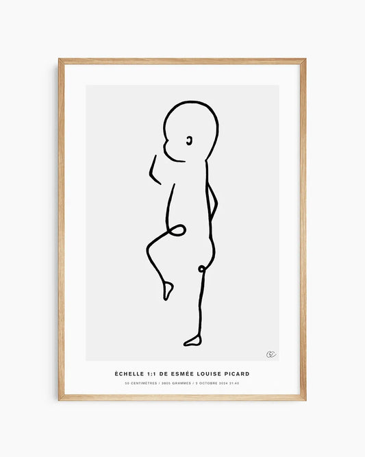 Affiche de naissance illustrant la taille réelle de votre bébé
