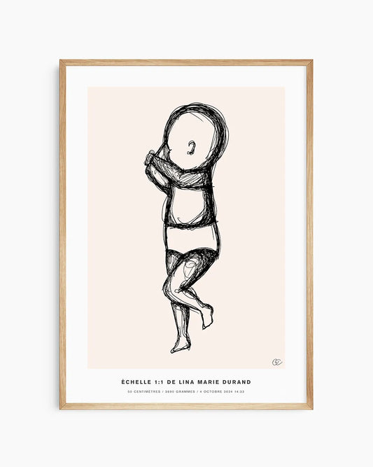 Affiche scandinave avec la silhouette exacte du bébé