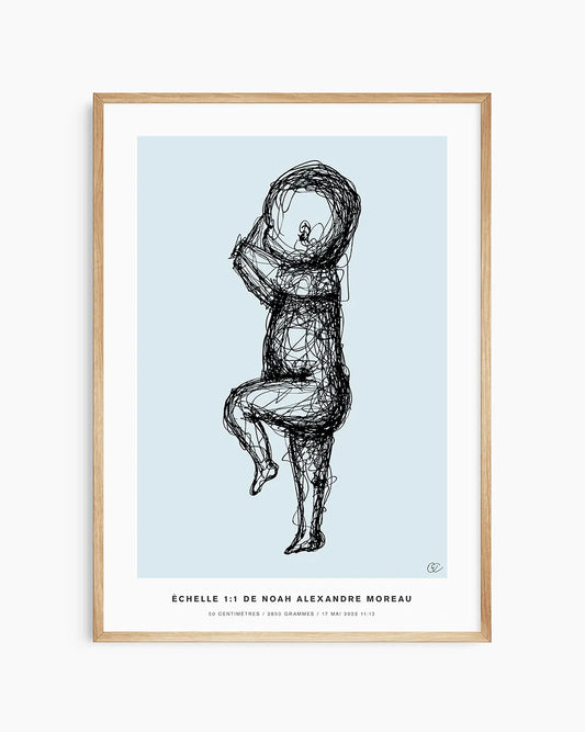 Illustration minimaliste du bébé en échelle 1:1