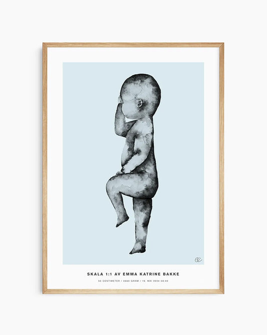 Illustrasjon av din nyfødte i en nydelig plakat