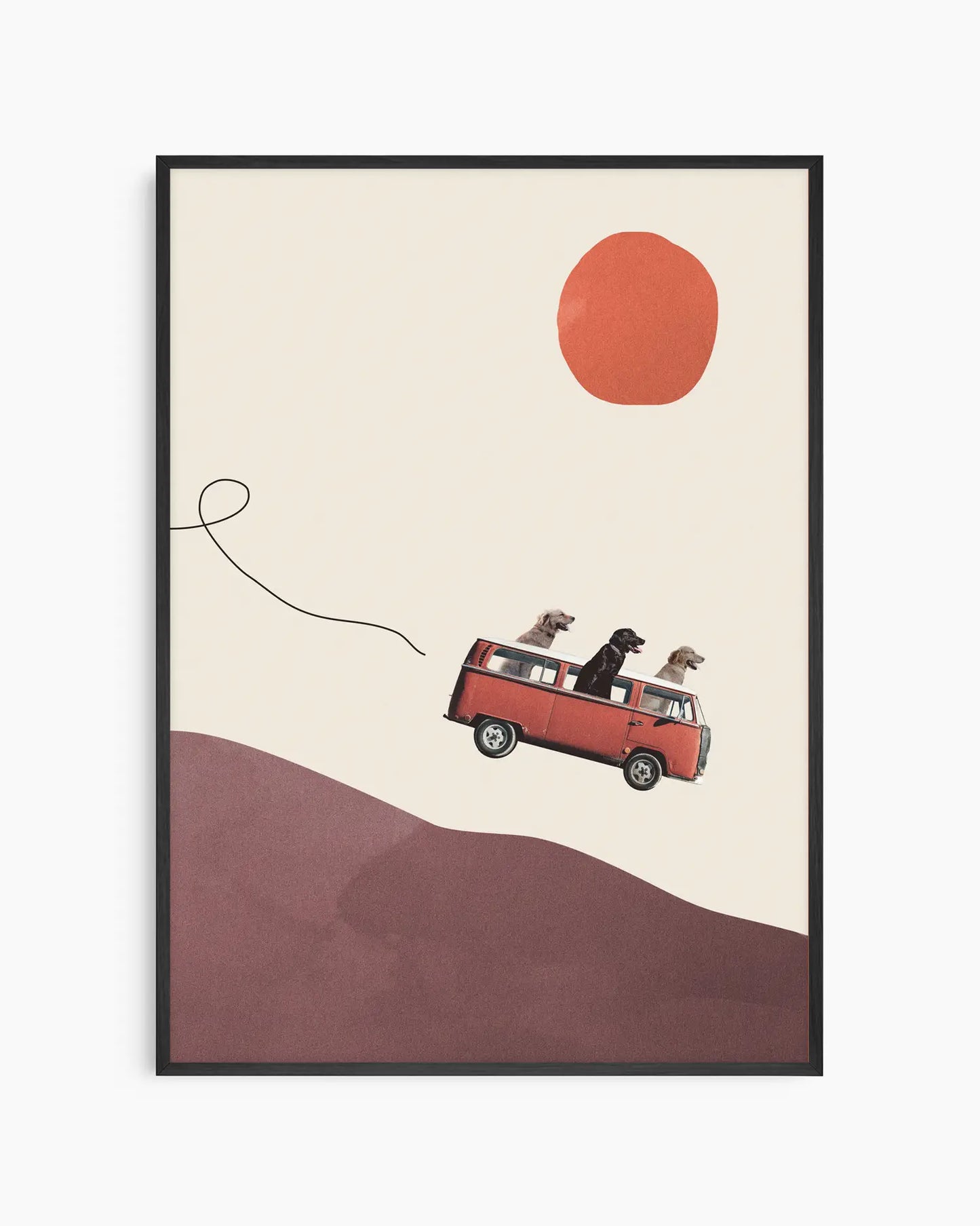 Warm, minimalist wall art in light gray tones on a light gray background, shown in a black frame.