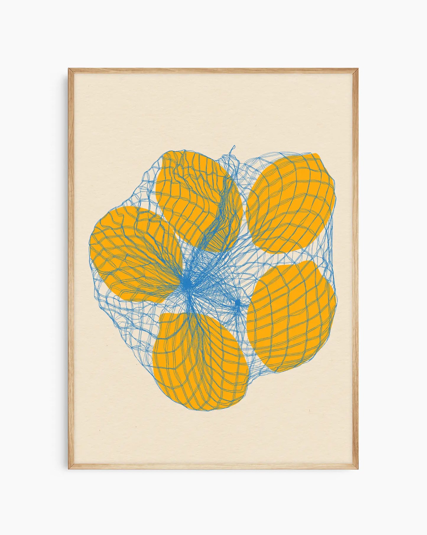 Framed Illustration of Lemons in a Net Bag