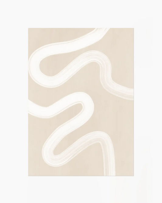 Abstract white line design on a beige background