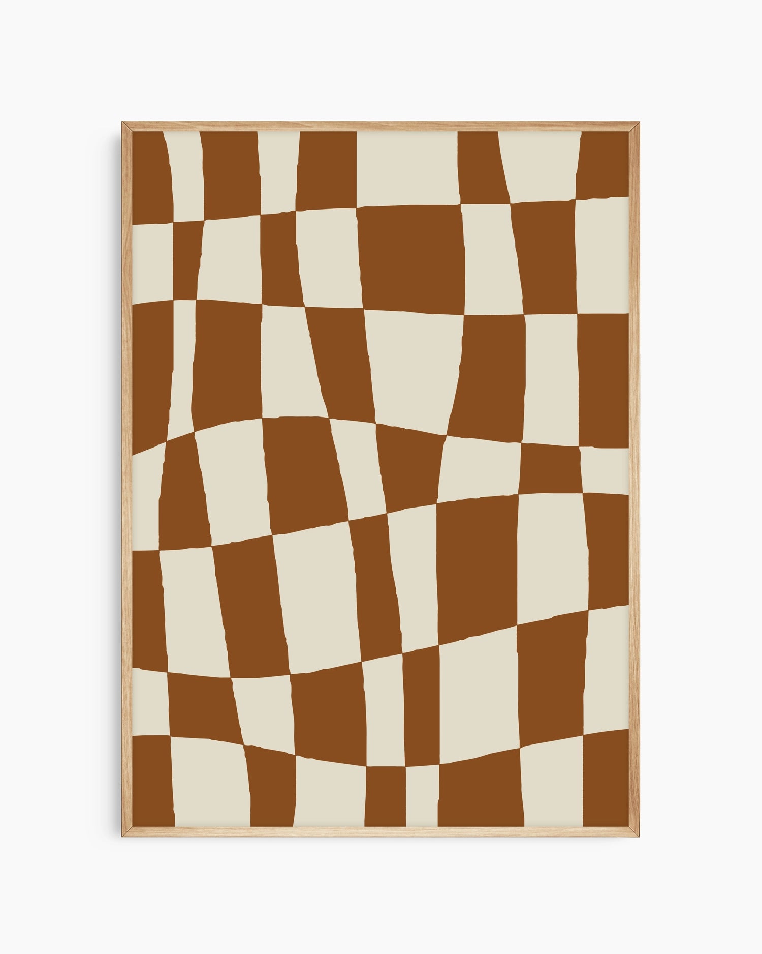 Checkered pattern with brown and beige squares on a white background