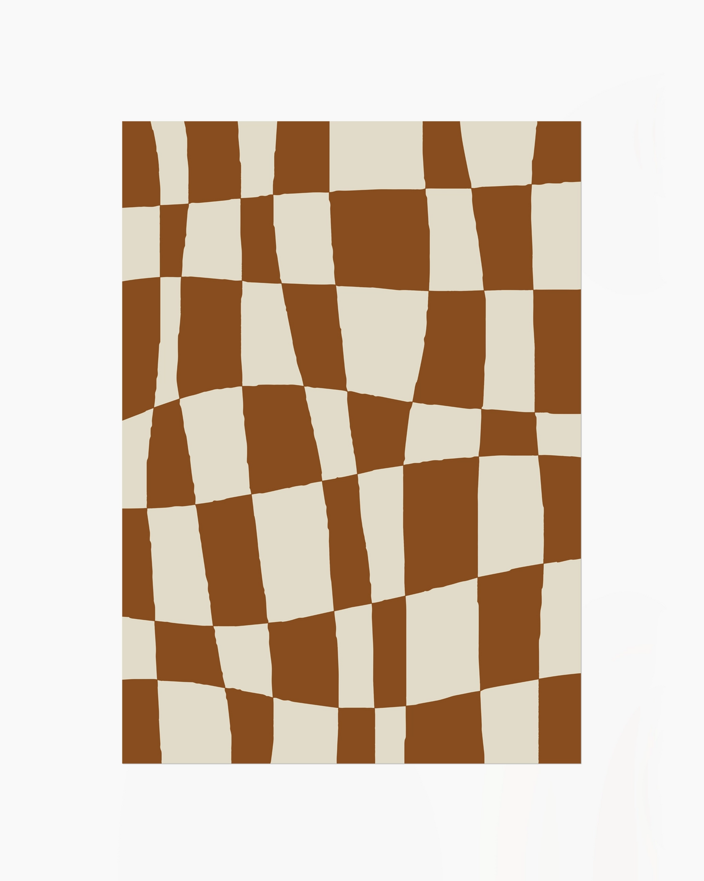 Checkered pattern with brown and beige squares on a white background