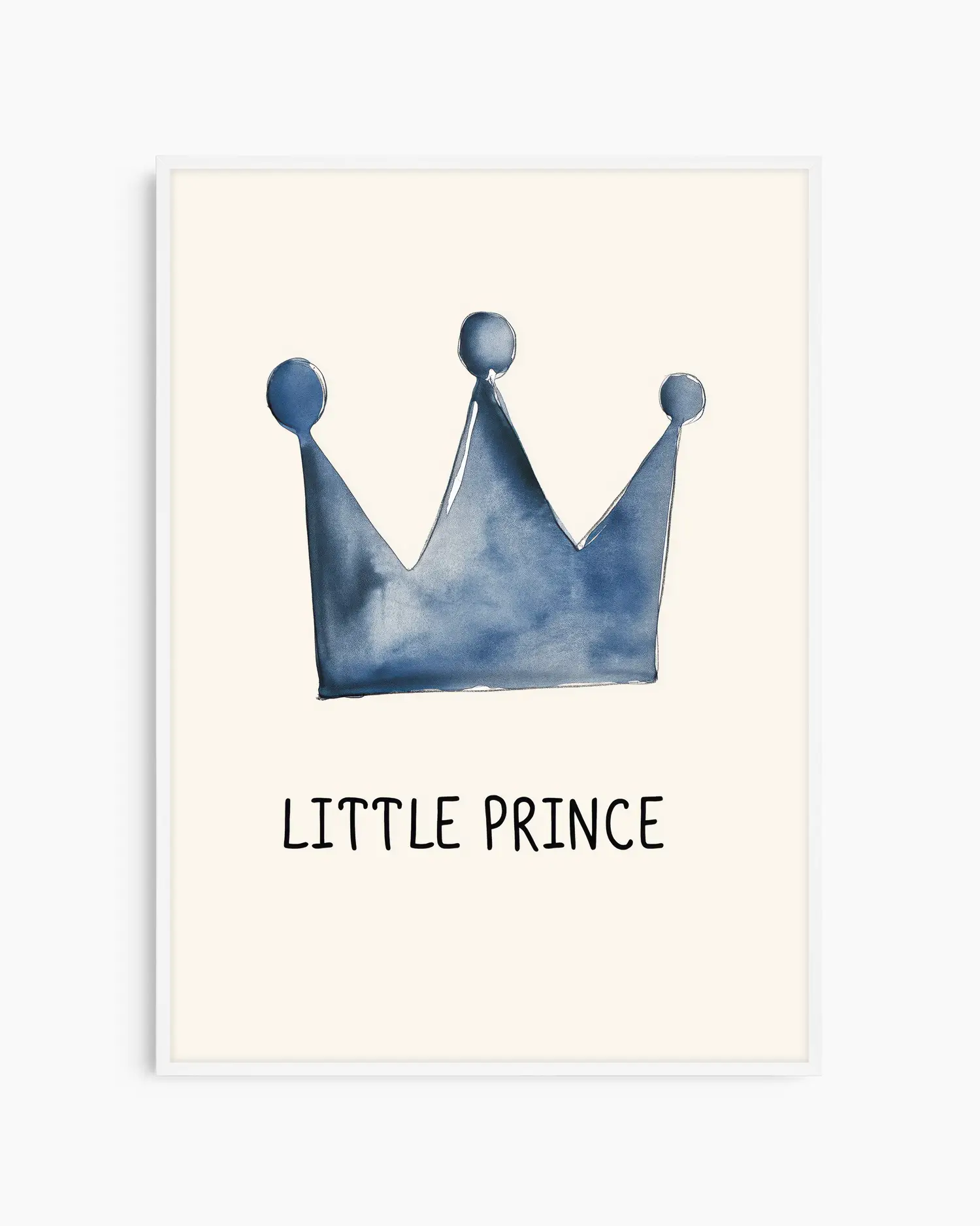 Framed artwork with a blue crown and 'Little Prince' text on a white background