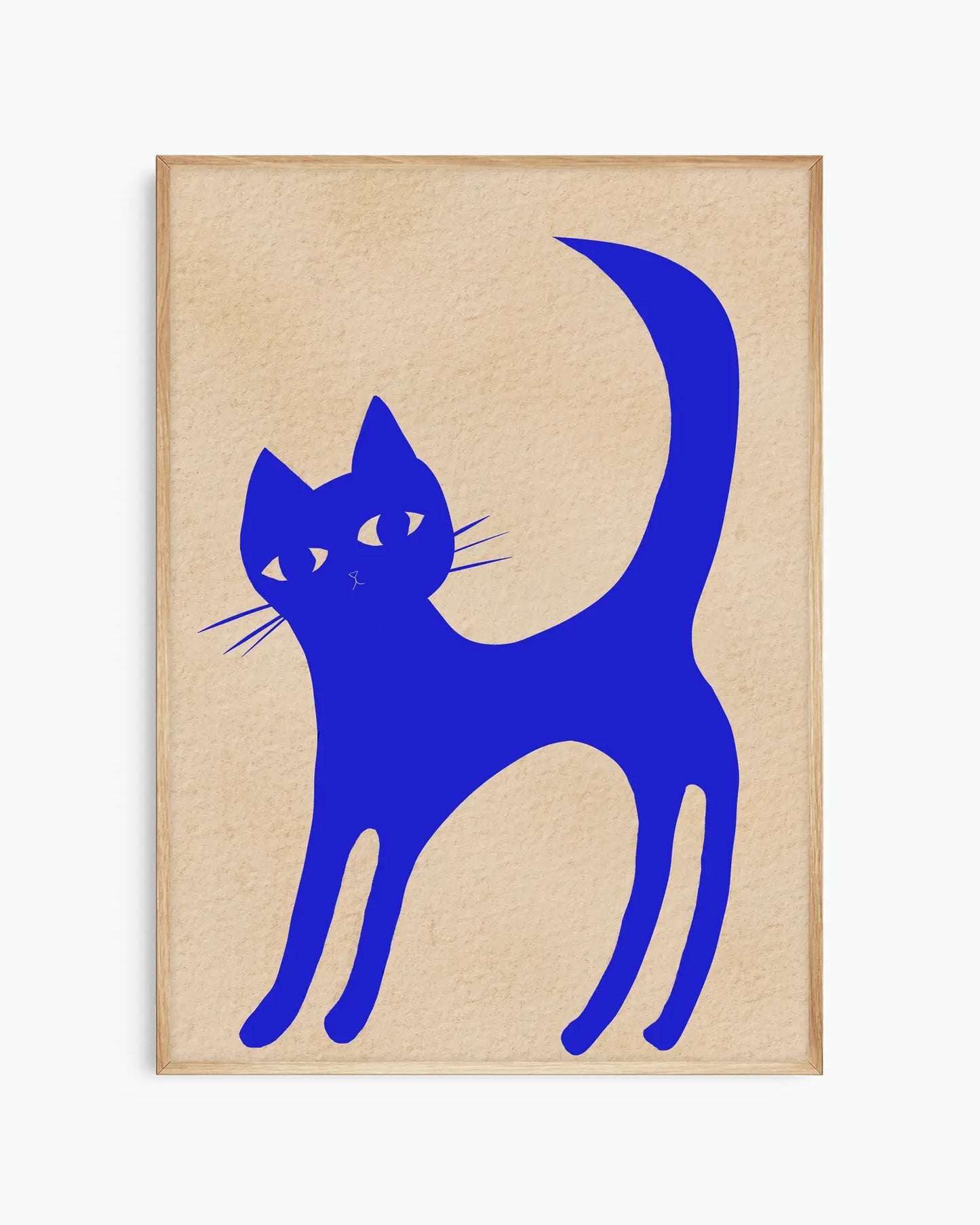 Blue cat illustration on a beige background