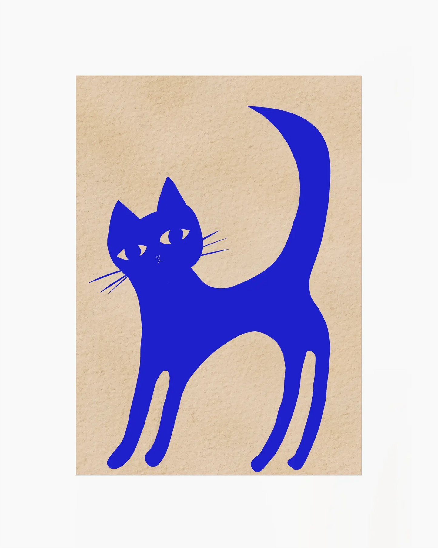 Blue cat illustration on a beige background