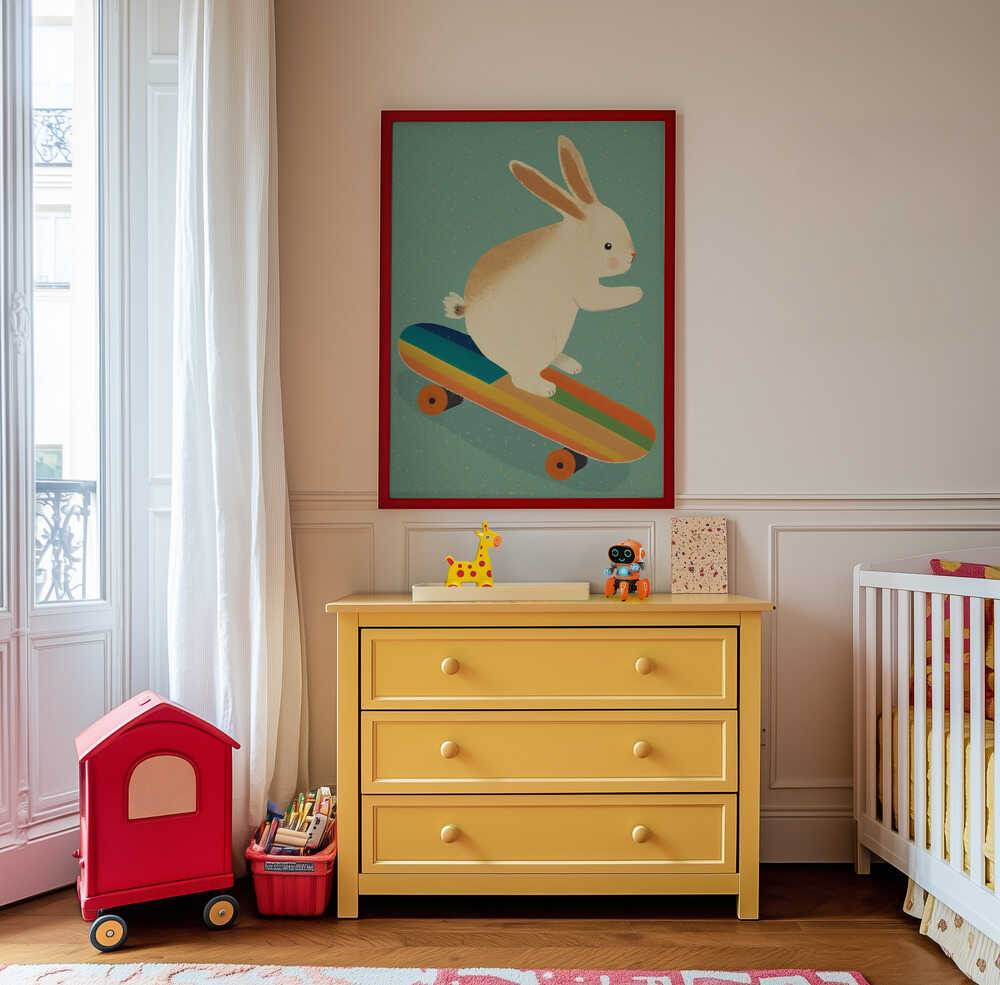 Skateboarding Bunny Poster