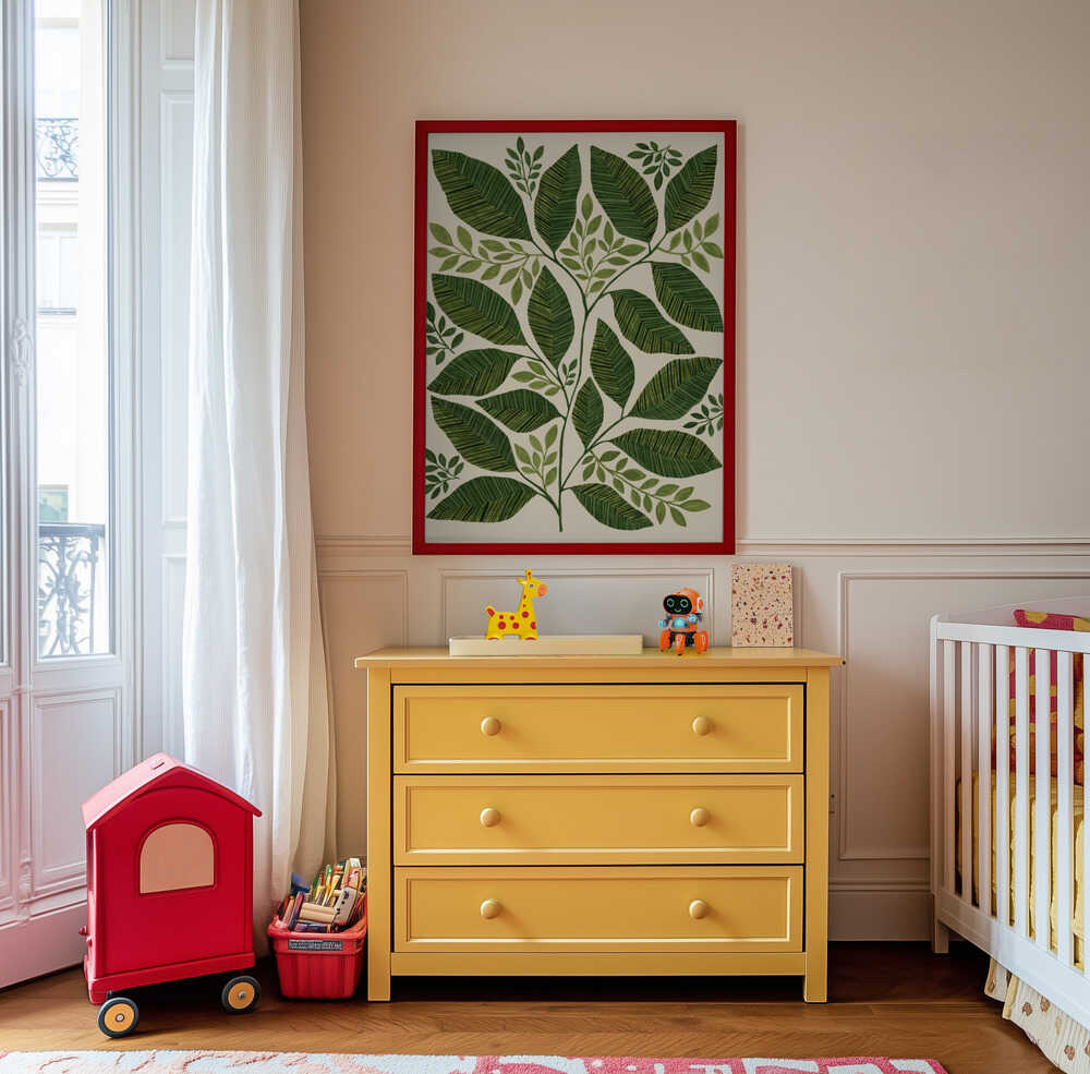 Striped Leaves Branch Poster