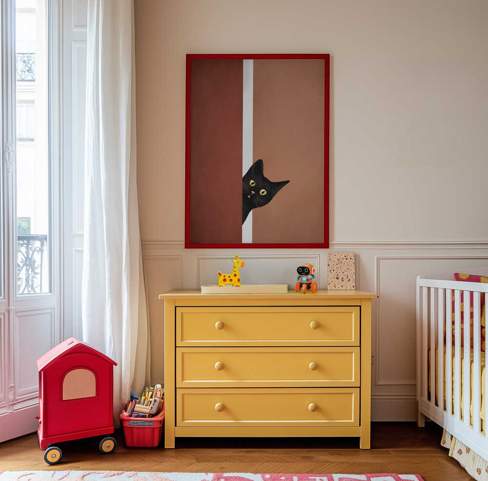 Curious Black Cat Poster