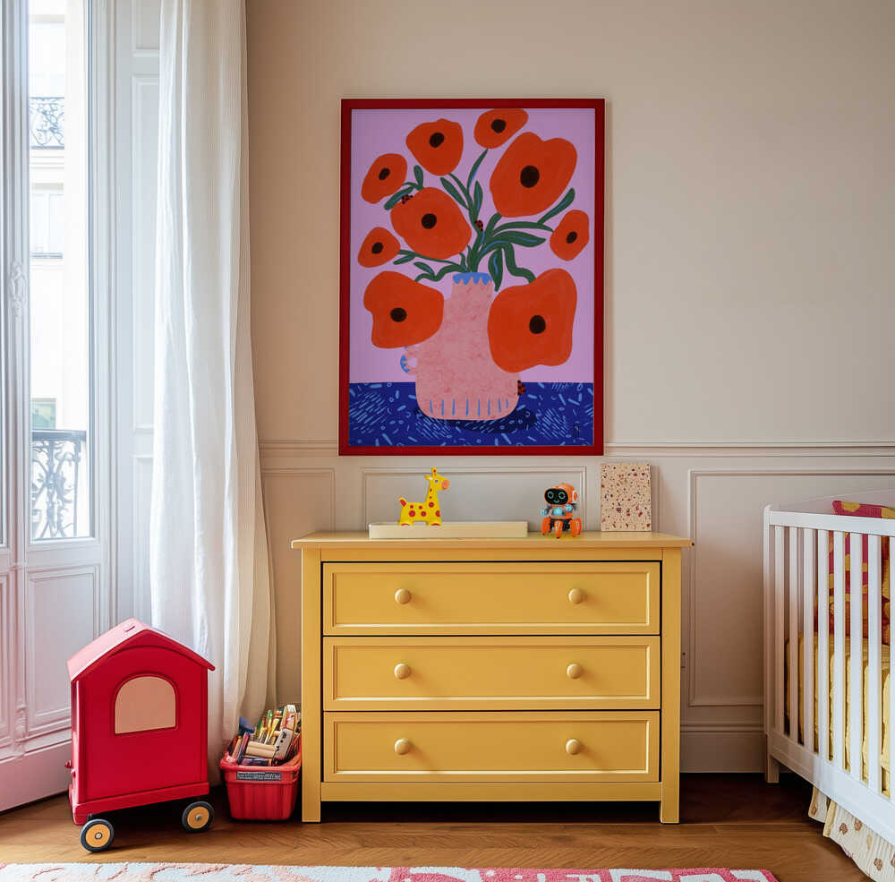 Crimson Poppies Poster