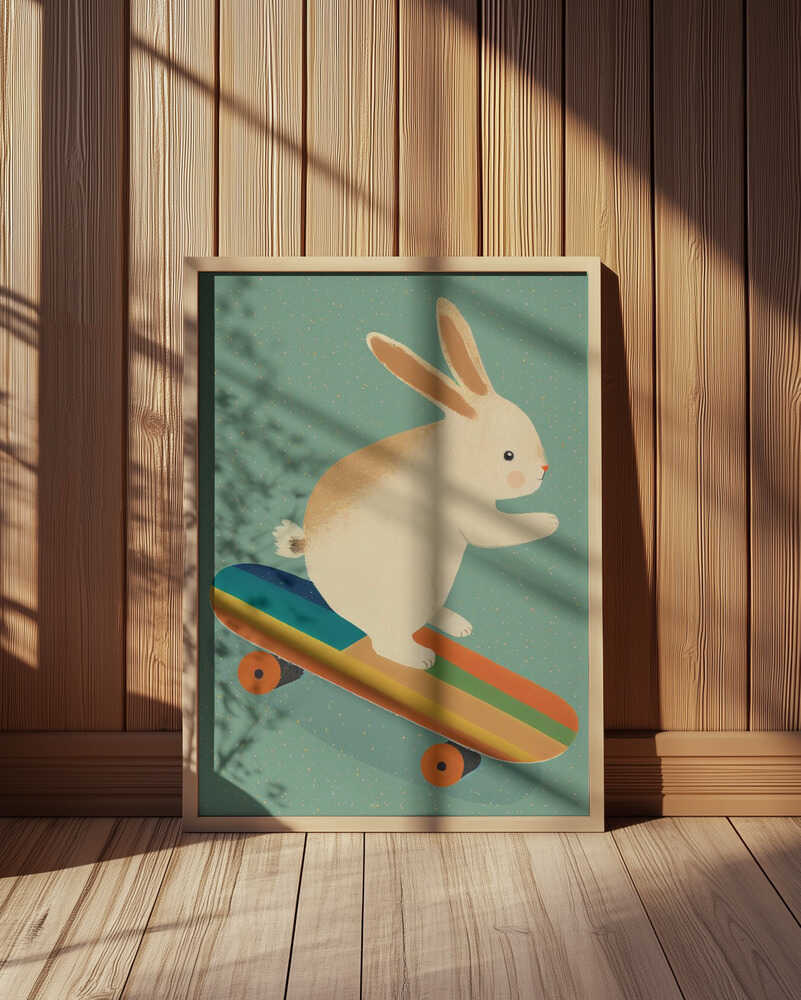 Skateboarding Bunny Poster