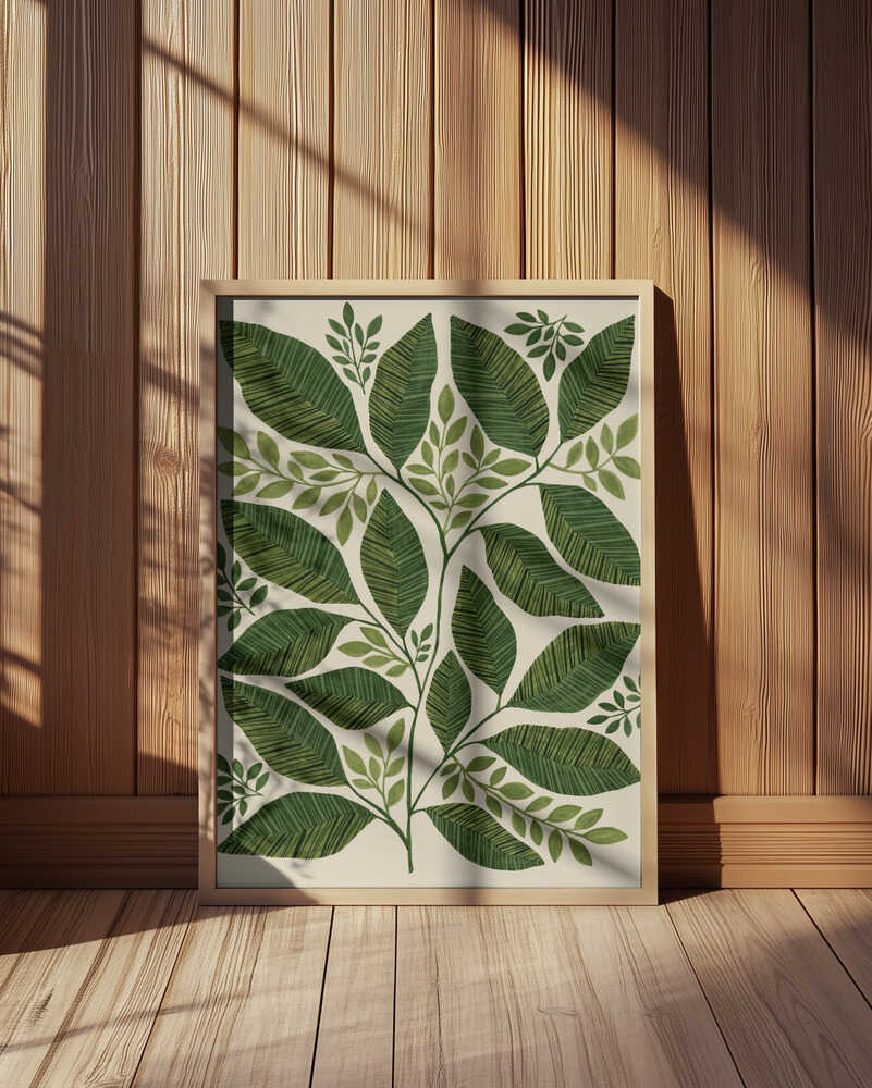 Striped Leaves Branch Poster