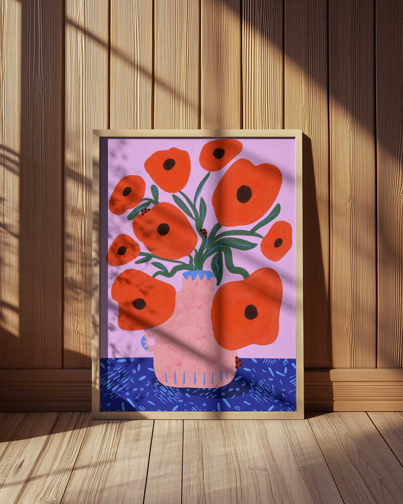 Crimson Poppies Poster