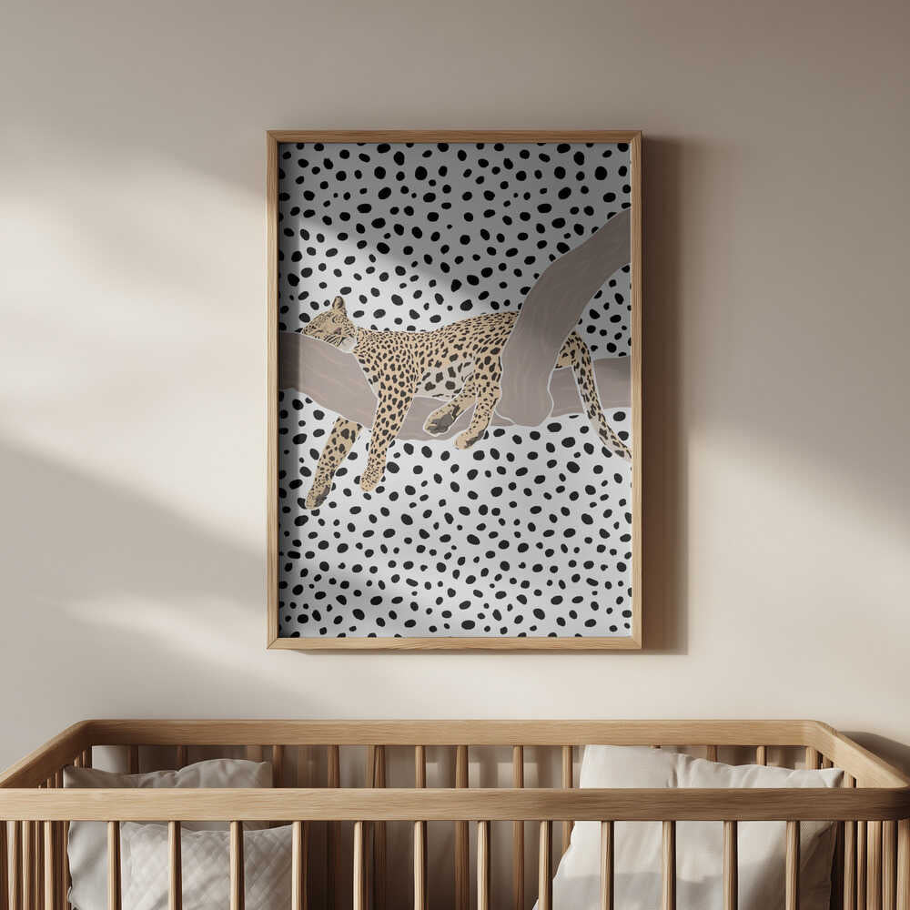 Leopard Sleeping Polkadots Poster
